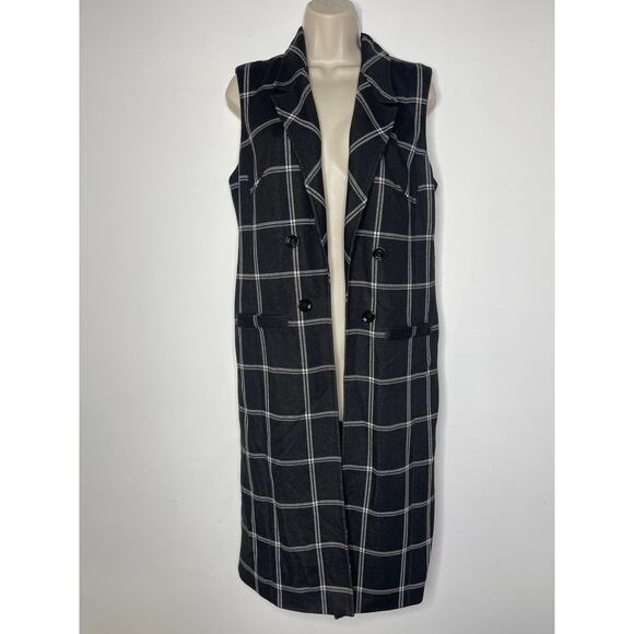 Halogen Windowpane Check Long Vest Size Medium - Picture 3 of 9